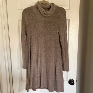 Cherish Taupe Long Sleeve Cowl Neck Knit Dress